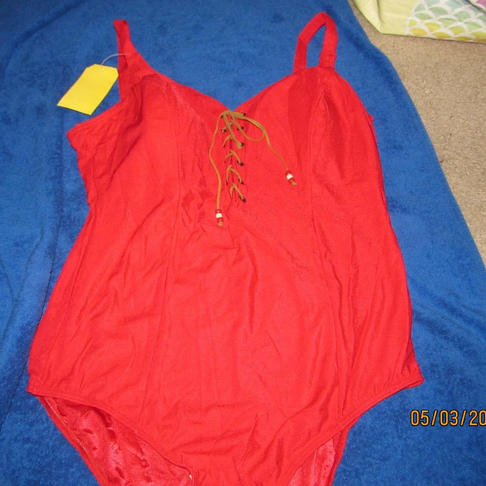 Red Lace Front Swimsuit